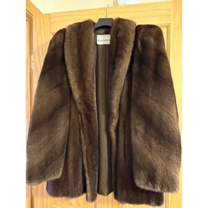 Vintage Mink America Lunara Stroller Mink Fur Coat Brown Shawl Collar